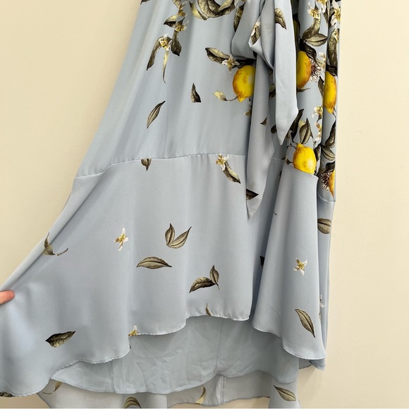 WHBM Blue Sleeveless Lemon Print Tea Midi Dress High Low Hem XL - Picture 7 of 16